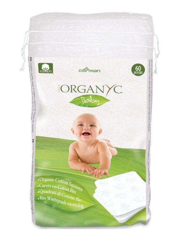 Dischete patrate Baby din bumbac organic 60 buc Organyc - Scufita Rosie